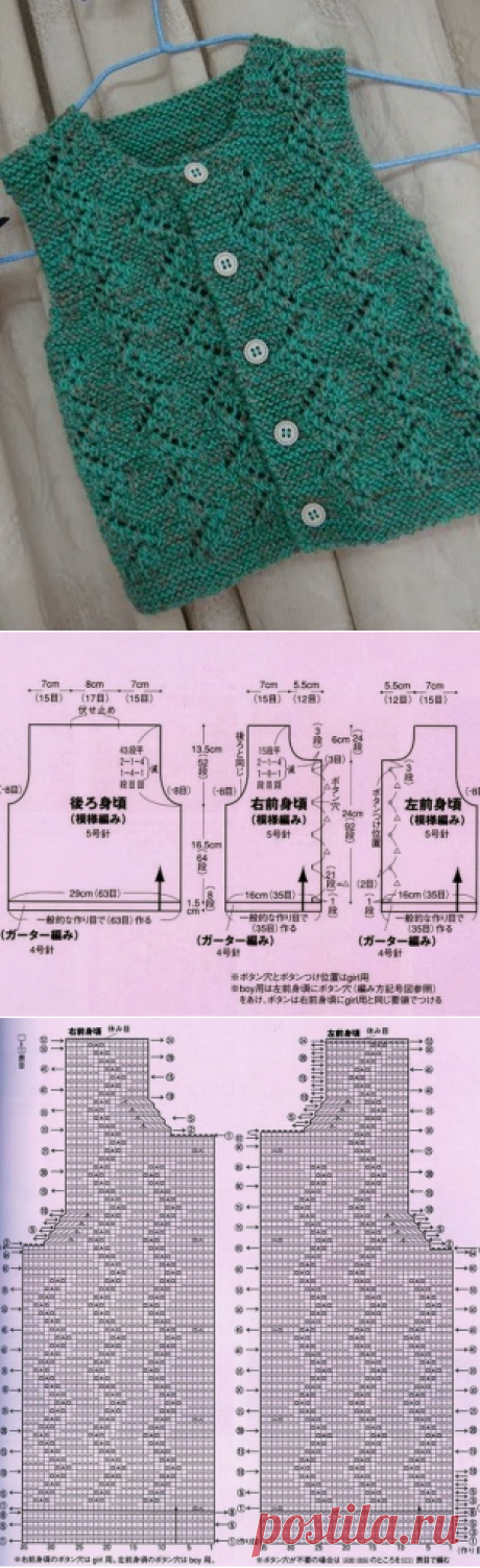 Детский жилет спицами