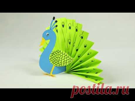 Paper Crafts for Kids - Easy Blue and Neon Peacock With Paper - YouTube