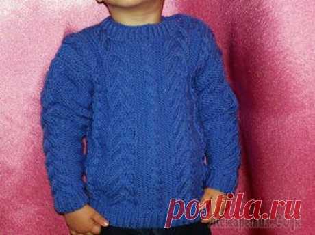 Вязание детского свитера с объёмными косами