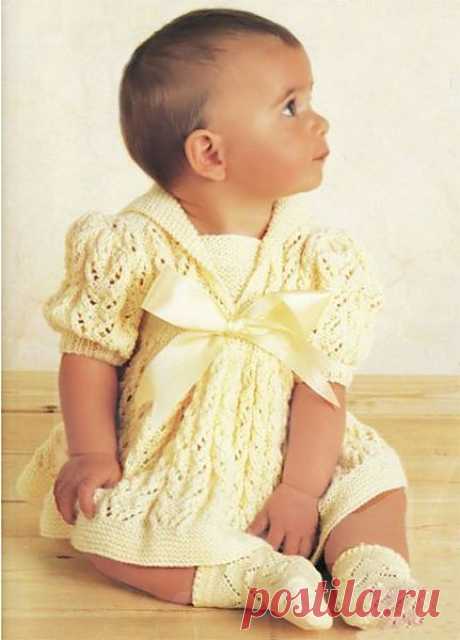 Вязаное платье лимонного цвета | Вязание спицами и крючком &amp;#8211; Азбука вязания