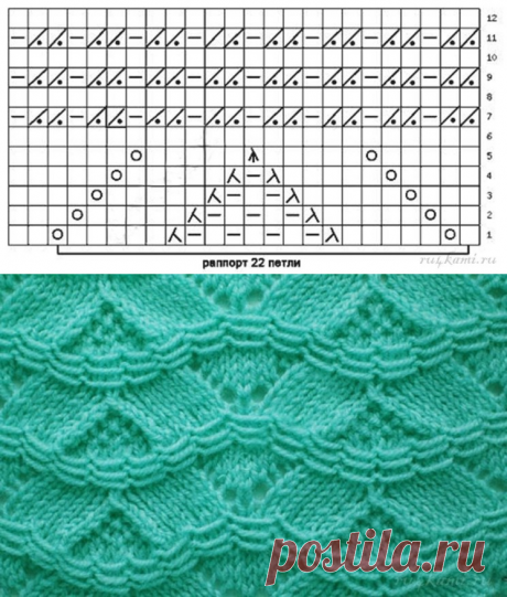 Красивый узор для пуловера (УЗОРЫ СПИЦАМИ) &amp;#8212; Журнал Вдохновение Рукодельницы