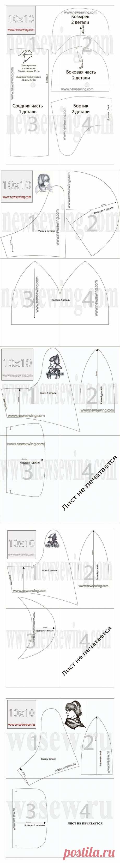 Выкройки зимних шапок ушанок 5 моделей.
