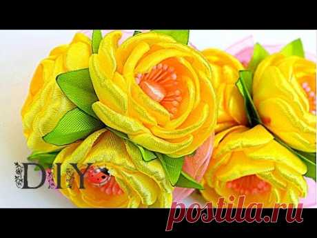 Резинки "Summer flowers" | Цветы из Ленты | KANZASHI | DIY