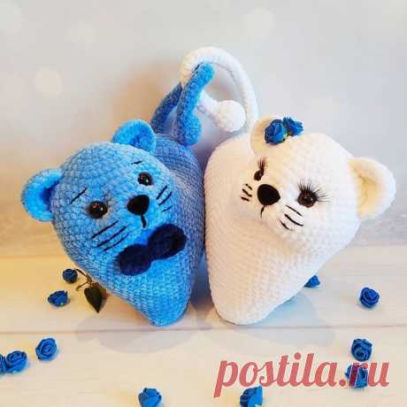 Влюбленные котики подушка крючком | Hi Amigurumi