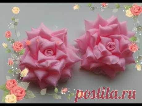Бантики Розы из репсовых лент 2,5 см. МК Канзаши /Bows rose of REP ribbons 2.5 cm. MK Kanzashi