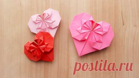 Сердечко оригами из 1 листа бумаги на 8 марта и 14 февраля