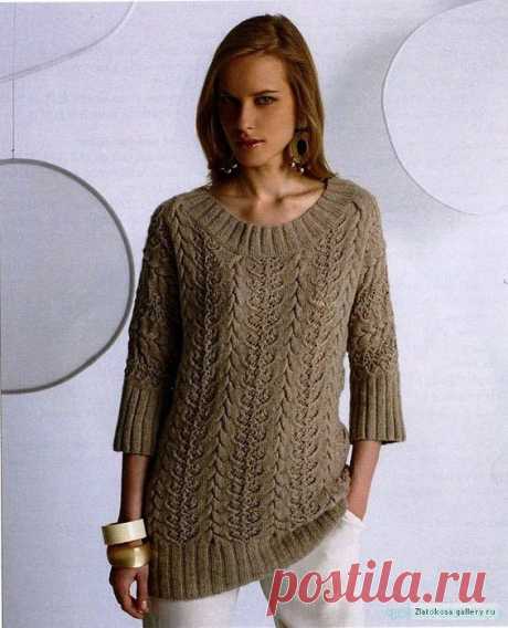 Вяжем женский пуловер спицами. — Красивое вязание