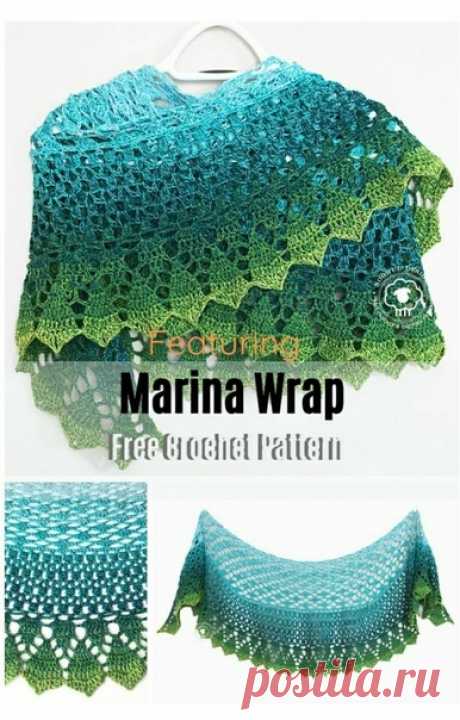 Чудесная шаль от Marina Wrap  крючком
Схема бесплатная
Источникhttps://noowul.com/marina-wrap-free-crochet-pattern/
#вязалкиндом_шаль_крючком
