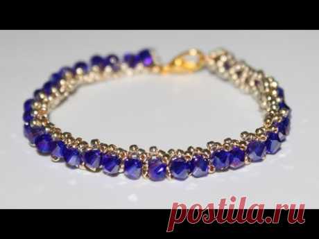 Тонкий браслет из бисера и бусин своими руками DIY Bracelet from beads