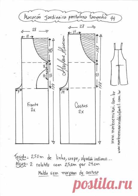 Macacão jardineira pantalona fácil de fazer – Marlene Mukai