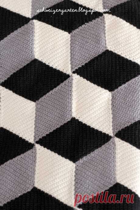 Vasarely Pattern - новое 3D одеяло для вязания крючком