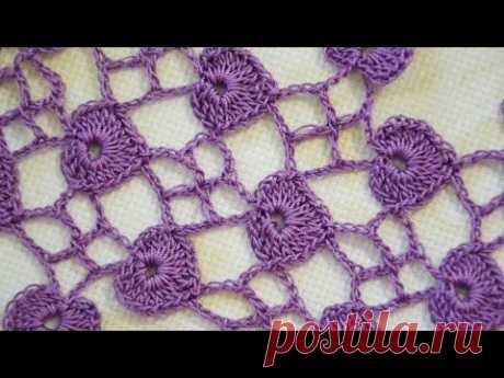 Узор с листочками (сердечками). How to crochet  Hearts Stitch