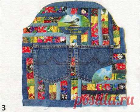 Практичный рюкзак из джинсов и цветных лоскутов — Рукоделие
