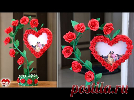 Love Couple!!! Paper Heart Photo Frame Making Idea