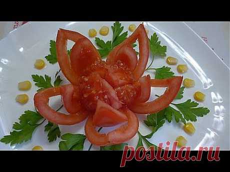 Цветок из помидора. Украшения из овощей. Decoration Of Vegetables - YouTube