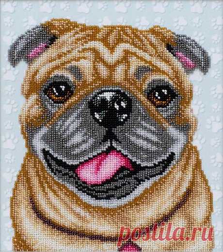 Bead Embroidery Kit Dog Bulldog Beaded Painting Needlework | Etsy