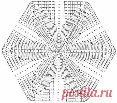 Шестиугольные мотивы крючком со схемами (30 мотивов) и описанием