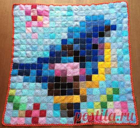 (1036) Patchwork Bird : pixel crochet baby blanket by klikklik.. Hoera! - Annegien | Crochet