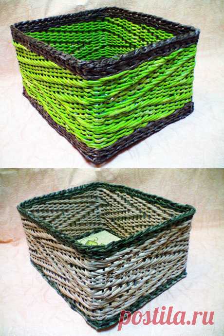 Плетение из газет - Объемный узор «Зигзаг» на основе ситцевого плетения