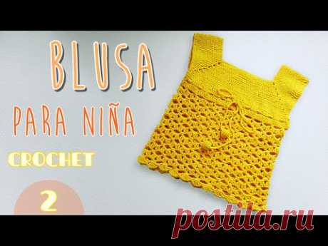 Como tejer una blusa para niña (2/2) - YouTube