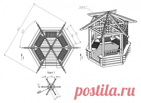 Беседка шестиугольная своими руками: чертежи для монтажа