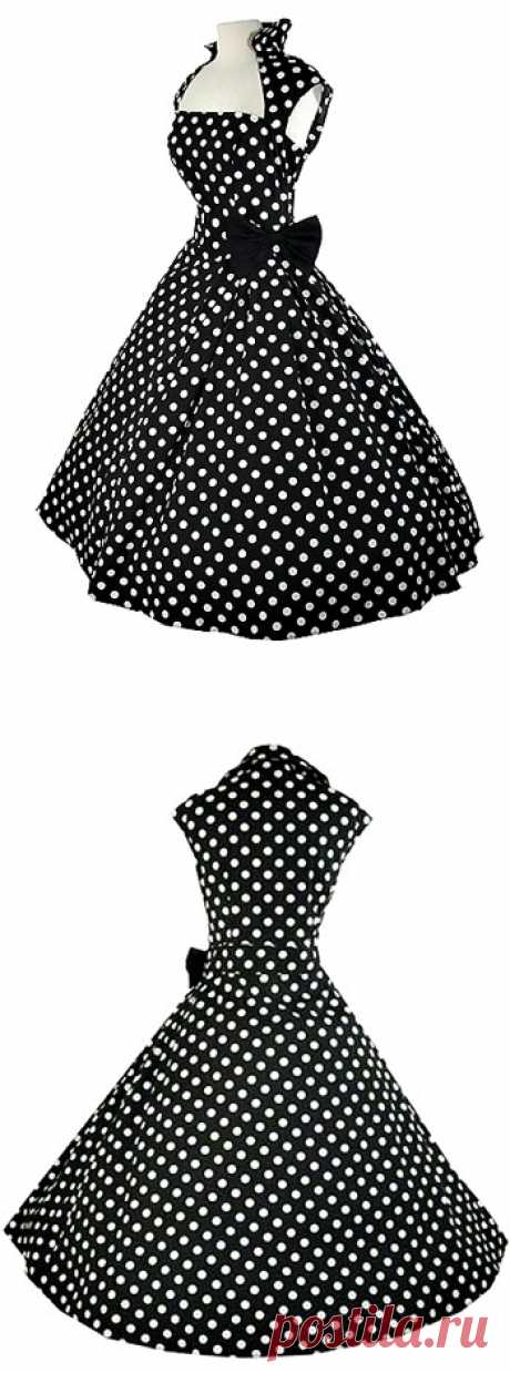 Black polka dot 50's Dress. I need this and a reason to wear it