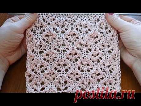 Очень нежный и красивый ажурный узор спицами + схема. Knitting a beautiful openwork pattern + scheme