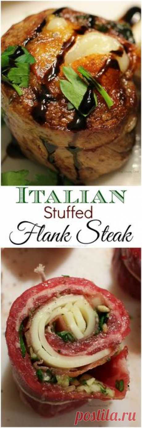 Italian Stuffed Flank Steak - Tender flank steak rolled up…