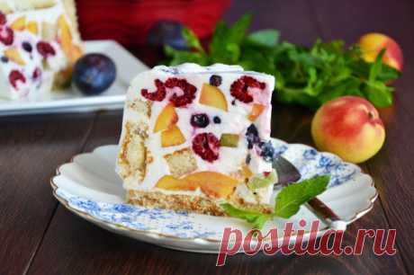 Торт Летний с фруктами ягодами желатином рецепт фото пошагово и видео - 1000.menu