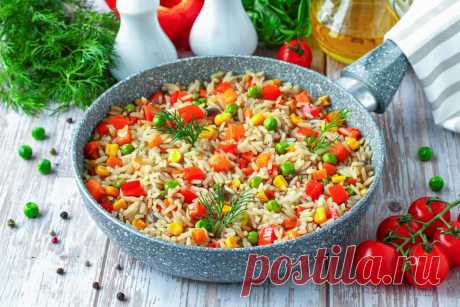 Рис с овощами на сковороде рецепт с фото пошагово и видео - 1000.menu