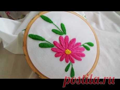 Hand Embroidery: Raised fishbone stitch variation