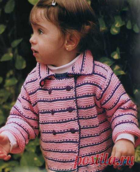 Детское вязаное пальто/курточка девочке 1-2 года