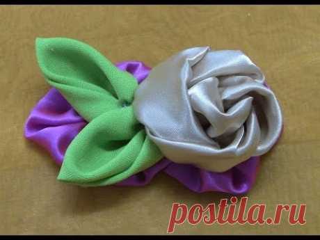 HOW TO MAKE ROLLED RIBBON ROSES- fabric flowers-Rosa de Fuxico  Passo a passo