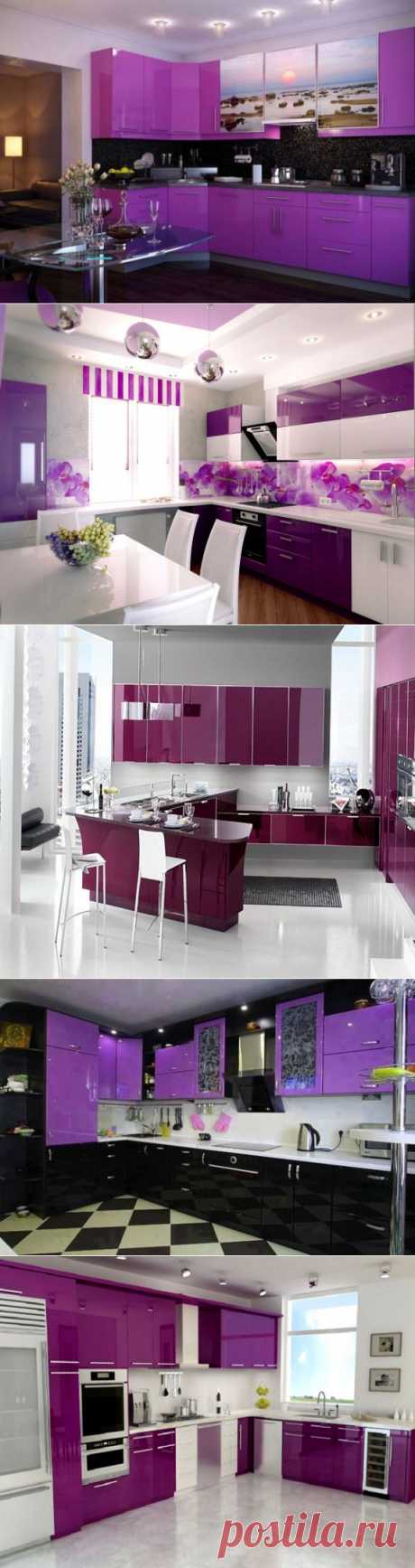 Дизайн интерьера фиолетовой кухни
