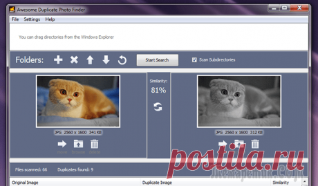 Поиск дубликатов фотографий. Сравнение 6 программ В этом материале речь пойдёт об инструментах выявления дублирующихся фото. В частности, сегодня в нашем обзоре побывают сразу шесть программ для поиска дубликатов фотографий на компьютере под управлен...
