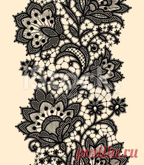 Vertical Seamless Pattern Black Lace stock vector art 17357111 - iStock