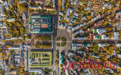 Наши панорамы позволят познакомиться с этим красивым старинным городом-Костромой, Золотое кольцо, России(вид сверху)