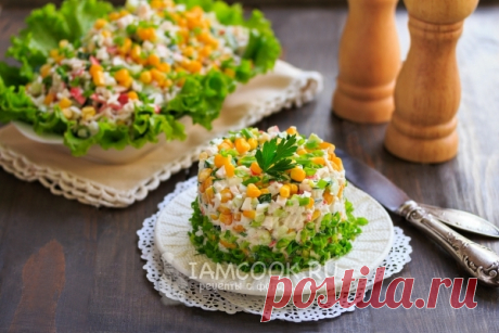Крабовый салат с огурцом и кукурузой — рецепт с пошаговыми фото и видео. Как приготовить салат из огурцов, крабовых палочек и кукурузы?