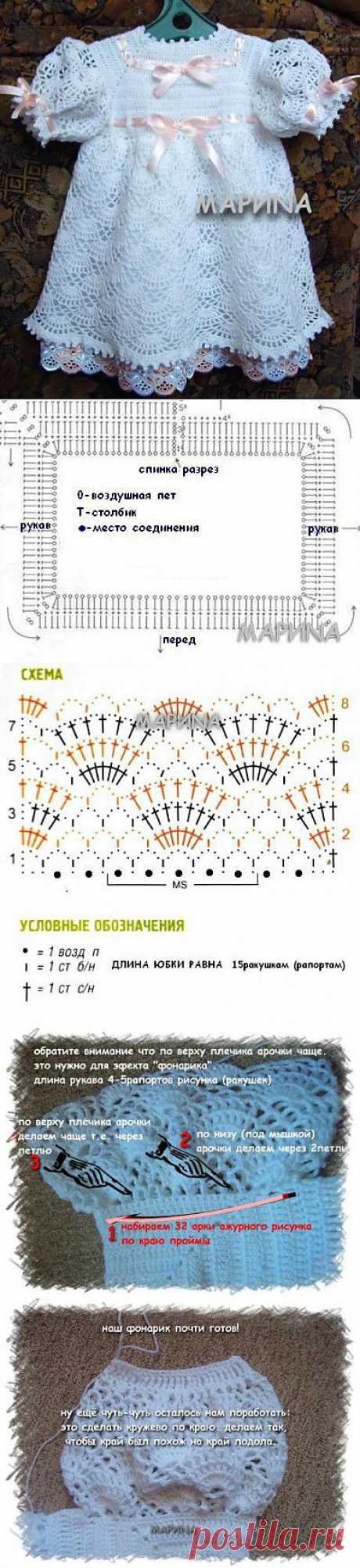 » Вязание. Очаровательное платье для маленькой леди. Подробный мастер-класс