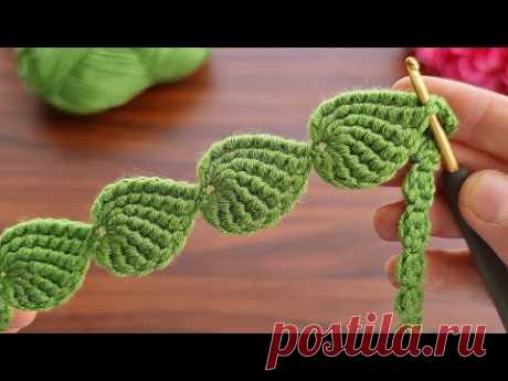VERY GOOD 😍 How to make a super easy tunisian knit leaf pattern.
