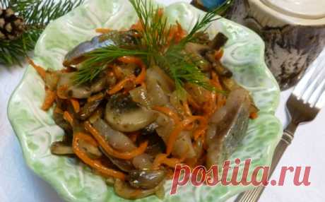 Литовский холодный салат: с любимой селедочкой, морковью и грибами! — Вкусные рецепты