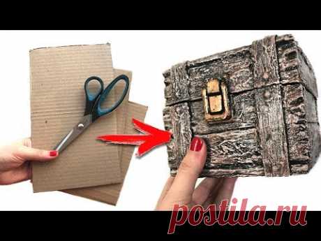 DIY Treasure cardboard chest | Chest with a lock - YouTube