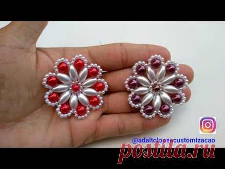 FLORZINHA NAIARA  COM PEROLAS OVAL | Chinelos Customizados | Adalto Lopes