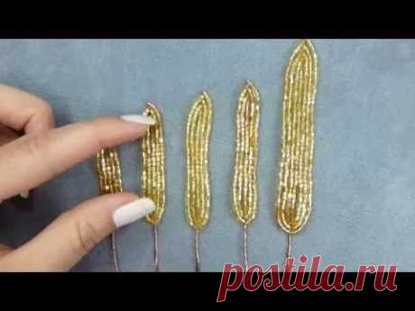 Амазонская лилия из бисера. Урок 8 - Сухие листики / Beaded amazon lily. Lesson 8 - Dry sepals