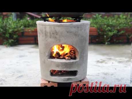 Cement Craft Ideas \ How To Make A Concrete Rocket Stove From Cement At Home