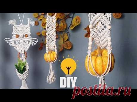 DIY Macrame Plant Hanger / Pumpkin Hanger 🎃💡 Hanging Lantern