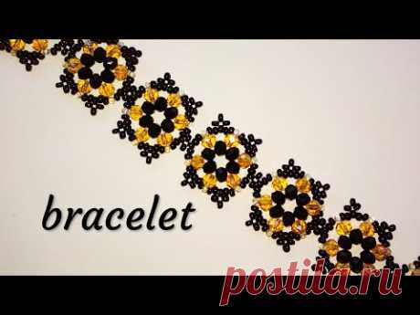 Beaded bracelet. Браслет из бисера и бусин. МК