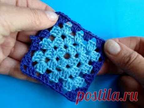 Вязание крючком - Урок 204- Квадрат 10 - Crochet square - YouTube