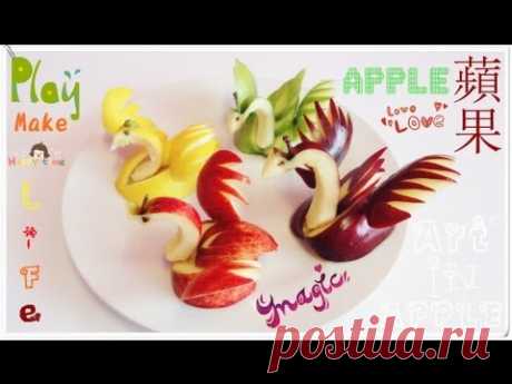 Art In Apples Show - Fruit Carving Apple Swan - Fruit Decoration