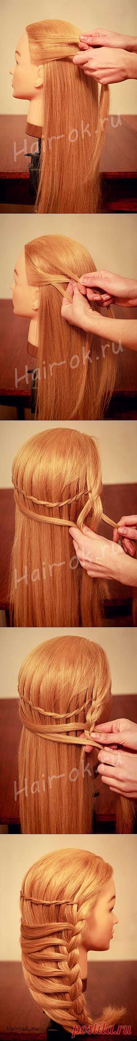 Коса на бок на длинные волосы